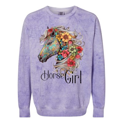 Horse Girl Just A Girl Who Loves Horses Horseback Riding Colorblast Crewneck Sweatshirt