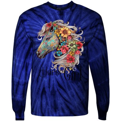 Horse Girl Just A Girl Who Loves Horses Horseback Riding Tie-Dye Long Sleeve Shirt