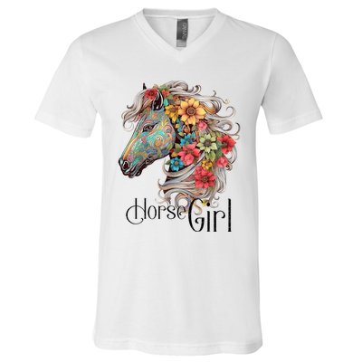 Horse Girl Just A Girl Who Loves Horses Horseback Riding V-Neck T-Shirt