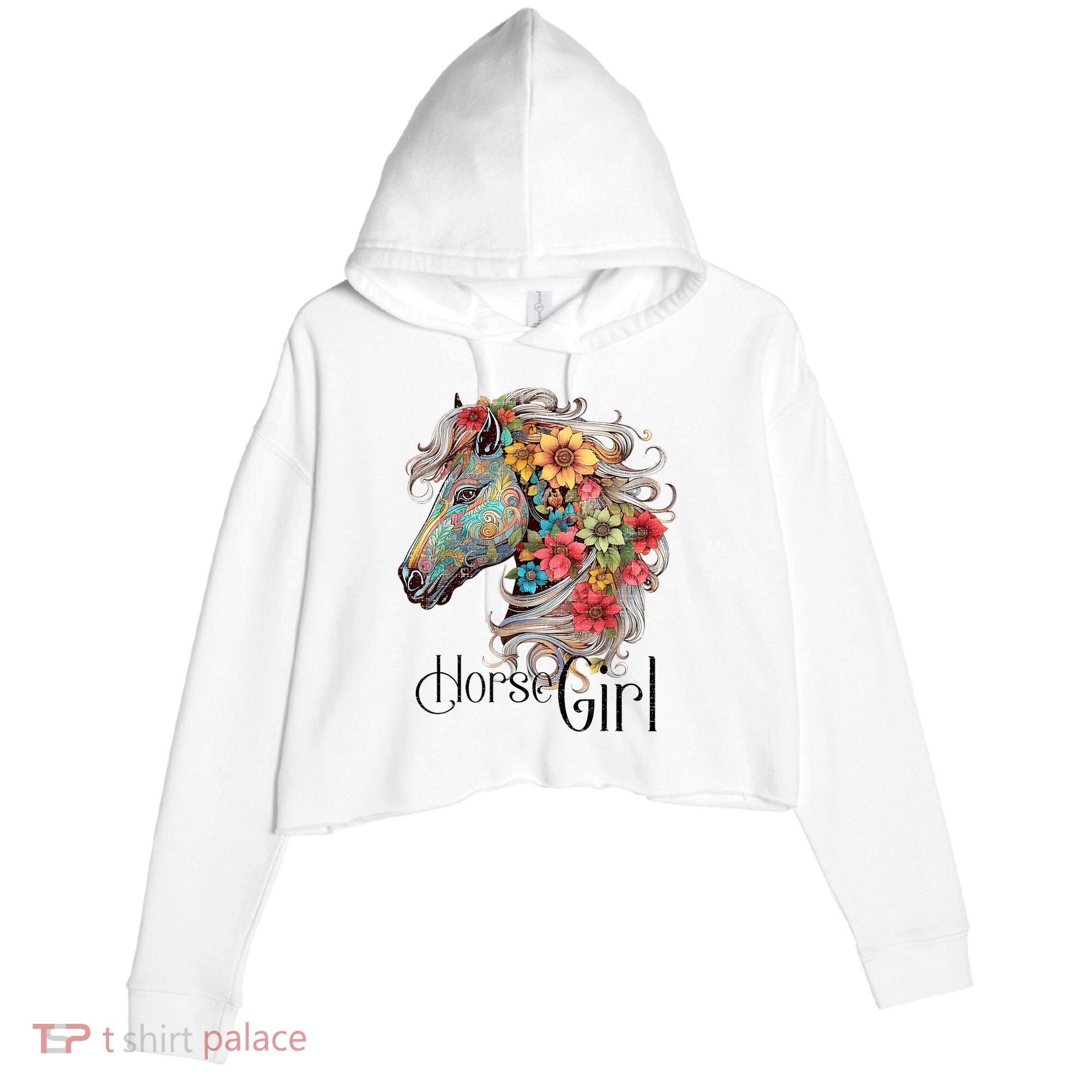 Horse Girl Just A Girl Who Loves Horses Horseback Riding Crop Fleece Hoodie