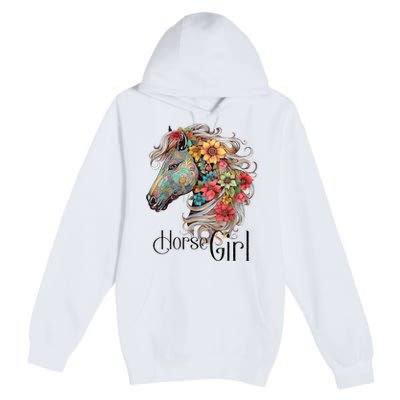 Horse Girl Just A Girl Who Loves Horses Horseback Riding Premium Pullover Hoodie