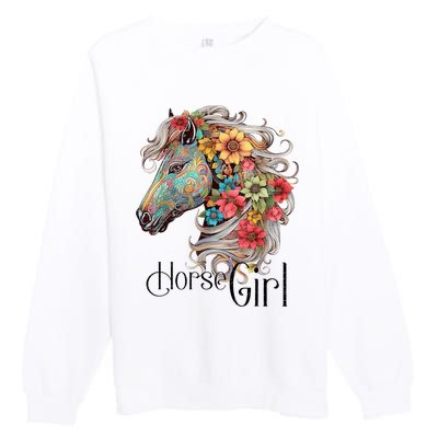 Horse Girl Just A Girl Who Loves Horses Horseback Riding Premium Crewneck Sweatshirt