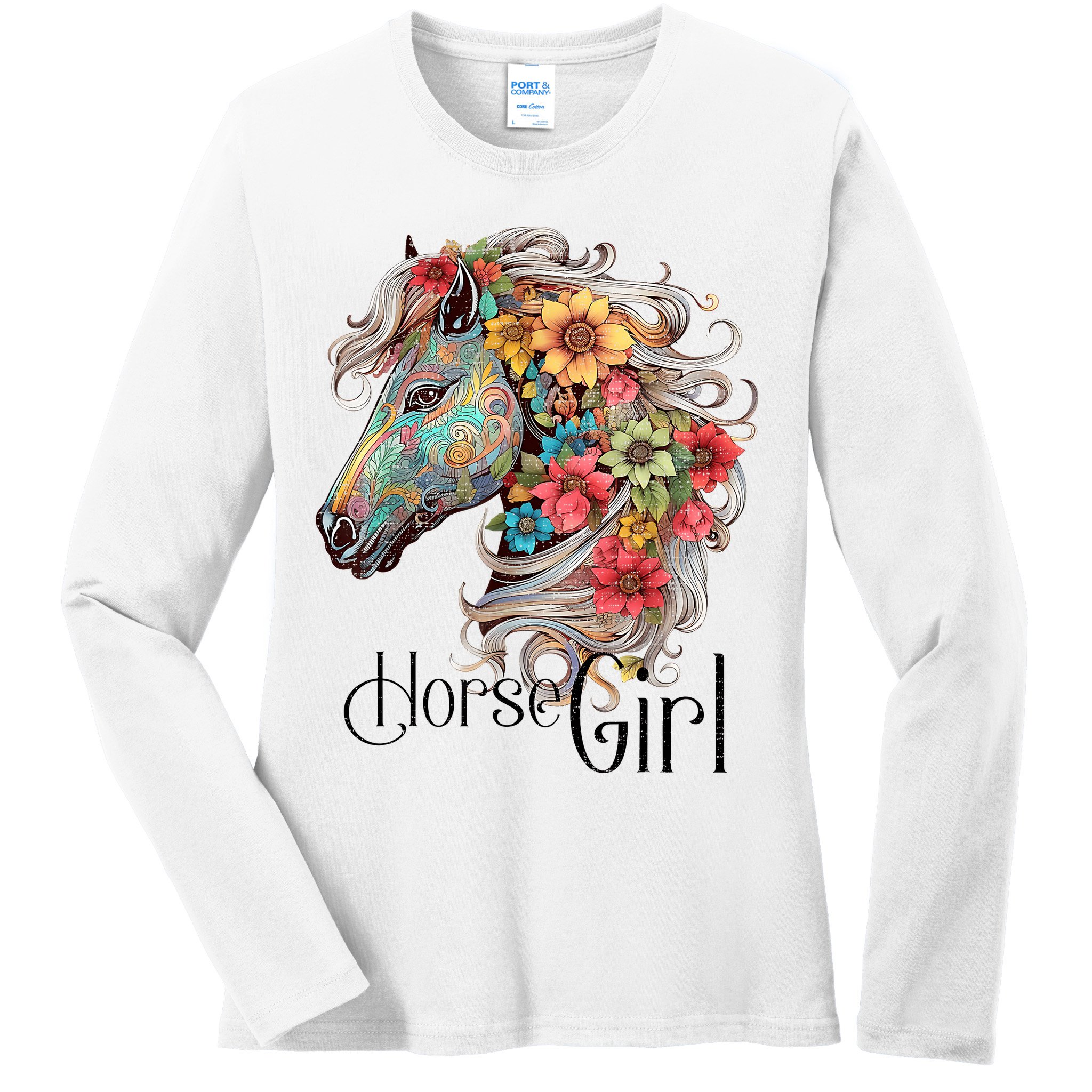 Horse Girl Just A Girl Who Loves Horses Horseback Riding Ladies Long Sleeve Shirt