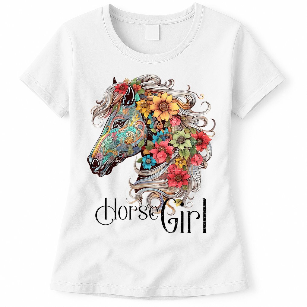 Horse Girl Just A Girl Who Loves Horses Horseback Riding Womens T-Shirt