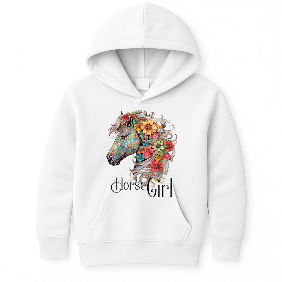 Horse Girl Just A Girl Who Loves Horses Horseback Riding Kids Hoodie