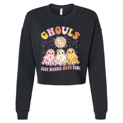 Halloween Ghouls Just Wanna Have Fun Cropped Pullover Crew