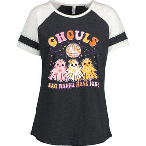 Halloween Ghouls Just Wanna Have Fun Enza Ladies Jersey Colorblock Tee