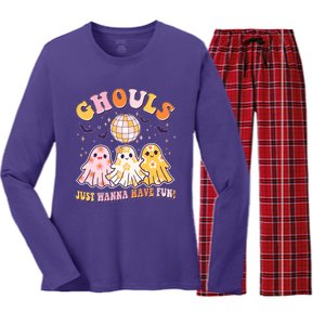 Halloween Ghouls Just Wanna Have Fun Women's Long Sleeve Flannel Pajama Set 