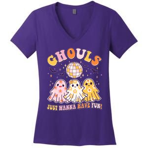 Halloween Ghouls Just Wanna Have Fun Women's V-Neck T-Shirt