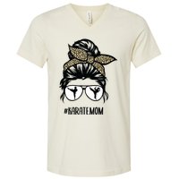 Hair Glasses Karate Mom V-Neck T-Shirt