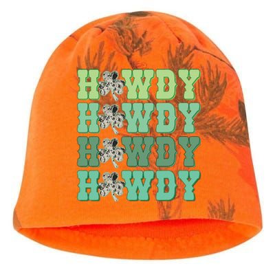 Howdy Go Lucky Cow Western St Patricks Day Irish Shamrock Kati - Camo Knit Beanie