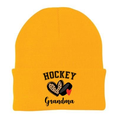 Hockey Grandma Leopard Heart Grandmother Meaningful Gift Knit Cap Winter Beanie