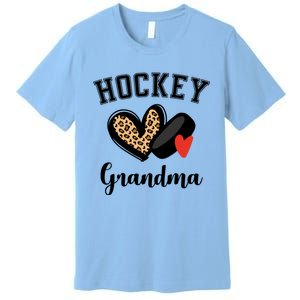 Hockey Grandma Leopard Heart Grandmother Meaningful Gift Premium T-Shirt