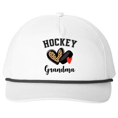 Hockey Grandma Leopard Heart Grandmother Meaningful Gift Snapback Five-Panel Rope Hat