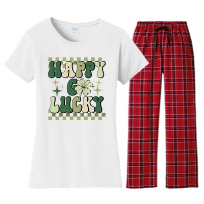 Happy Go Lucky St Patricks Day Women's Flannel Pajama Set