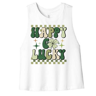 Happy Go Lucky St Patricks Day Women's Racerback Cropped Tank