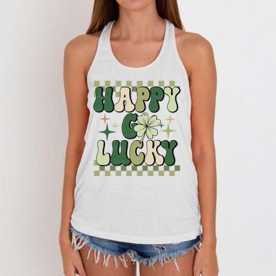 Happy Go Lucky St Patricks Day Women's Knotted Racerback Tank