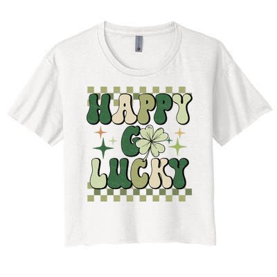 Happy Go Lucky St Patricks Day Women's Crop Top Tee