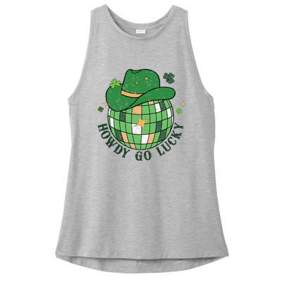 Howdy Go Lucky Western St Patrick Day Cowboy Hat Irish Disco Ladies PosiCharge Tri-Blend Wicking Tank