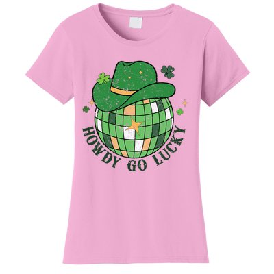 Howdy Go Lucky Western St Patrick Day Cowboy Hat Irish Disco Women's T-Shirt