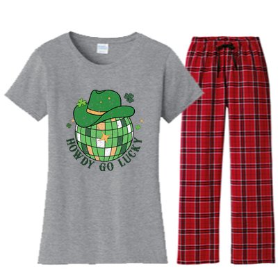 Howdy Go Lucky Western St Patrick Day Cowboy Hat Irish Disco Women's Flannel Pajama Set