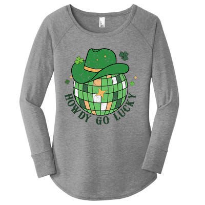 Howdy Go Lucky Western St Patrick Day Cowboy Hat Irish Disco Women's Perfect Tri Tunic Long Sleeve Shirt