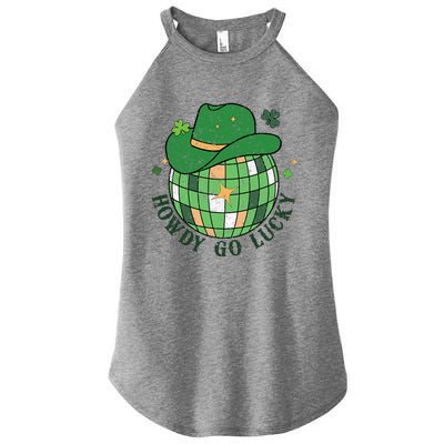 Howdy Go Lucky Western St Patrick Day Cowboy Hat Irish Disco Women's Perfect Tri Rocker Tank