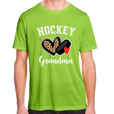 Hockey Grandma Leopard Heart Grandmother Gift Adult ChromaSoft Performance T-Shirt