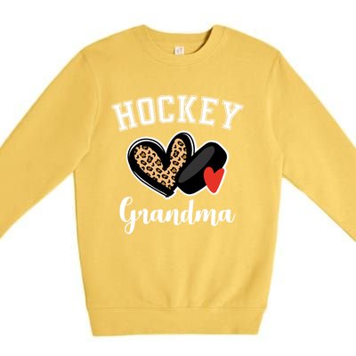 Hockey Grandma Leopard Heart Grandmother Gift Premium Crewneck Sweatshirt