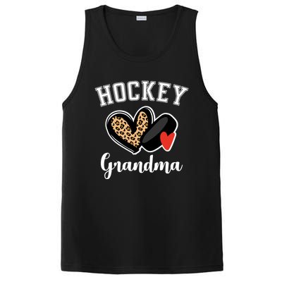 Hockey Grandma Leopard Heart Grandmother Gift PosiCharge Competitor Tank