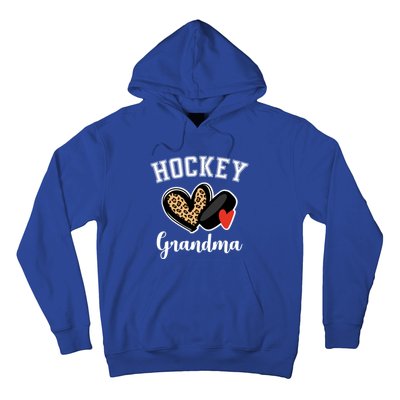 Hockey Grandma Leopard Heart Grandmother Gift Hoodie