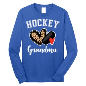 Hockey Grandma Leopard Heart Grandmother Gift Long Sleeve Shirt