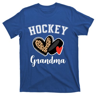 Hockey Grandma Leopard Heart Grandmother Gift T-Shirt