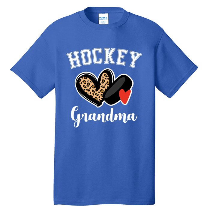 Hockey Grandma Leopard Heart Grandmother Gift Tall T-Shirt