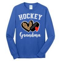 Hockey Grandma Leopard Heart Grandmother Gift Tall Long Sleeve T-Shirt