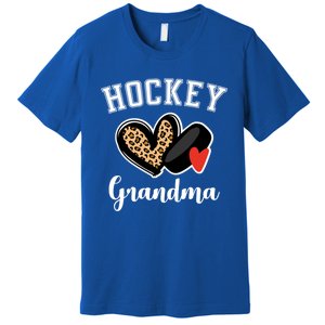 Hockey Grandma Leopard Heart Grandmother Gift Premium T-Shirt