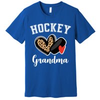 Hockey Grandma Leopard Heart Grandmother Gift Premium T-Shirt