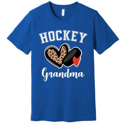 Hockey Grandma Leopard Heart Grandmother Gift Premium T-Shirt