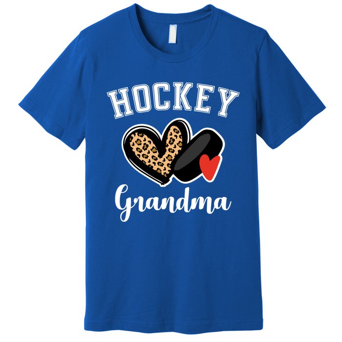 Hockey Grandma Leopard Heart Grandmother Gift Premium T-Shirt