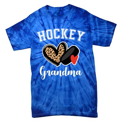 Hockey Grandma Leopard Heart Grandmother Gift Tie-Dye T-Shirt