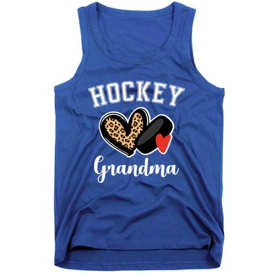 Hockey Grandma Leopard Heart Grandmother Gift Tank Top