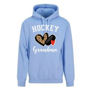 Hockey Grandma Leopard Heart Grandmother Gift Unisex Surf Hoodie