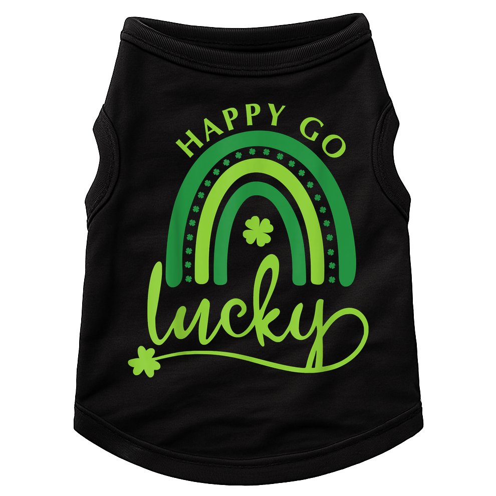Happy Go Lucky Rainbow Shamrock St Patrick's Day Doggie Tank