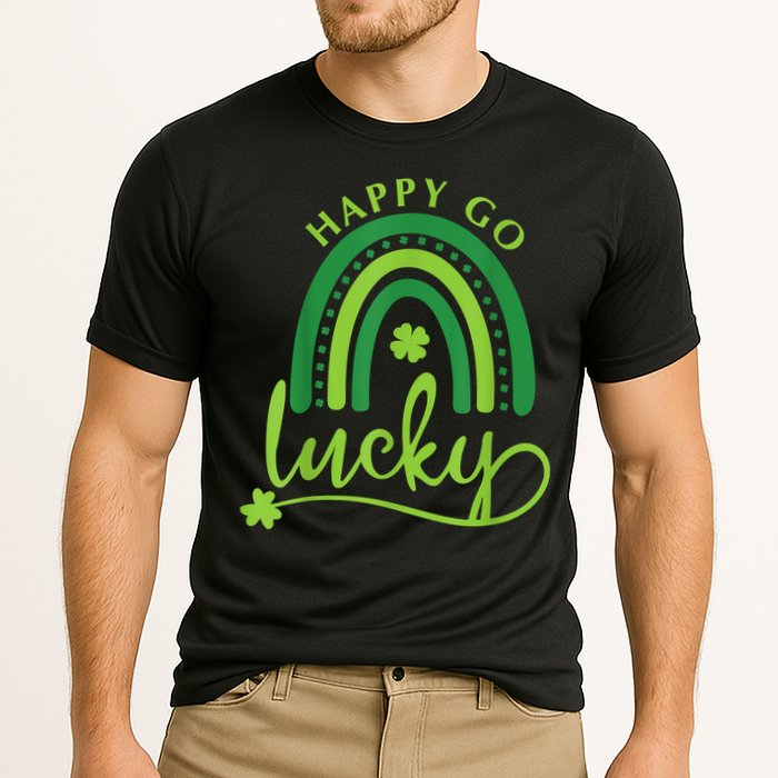 Happy Go Lucky Rainbow Shamrock St Patrick's Day Cooling Performance Crew T-Shirt
