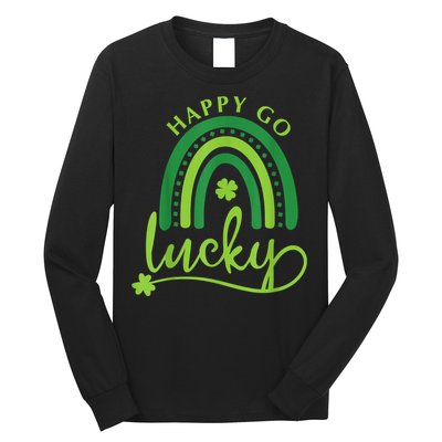 Happy Go Lucky Rainbow Shamrock St Patrick's Day Long Sleeve Shirt
