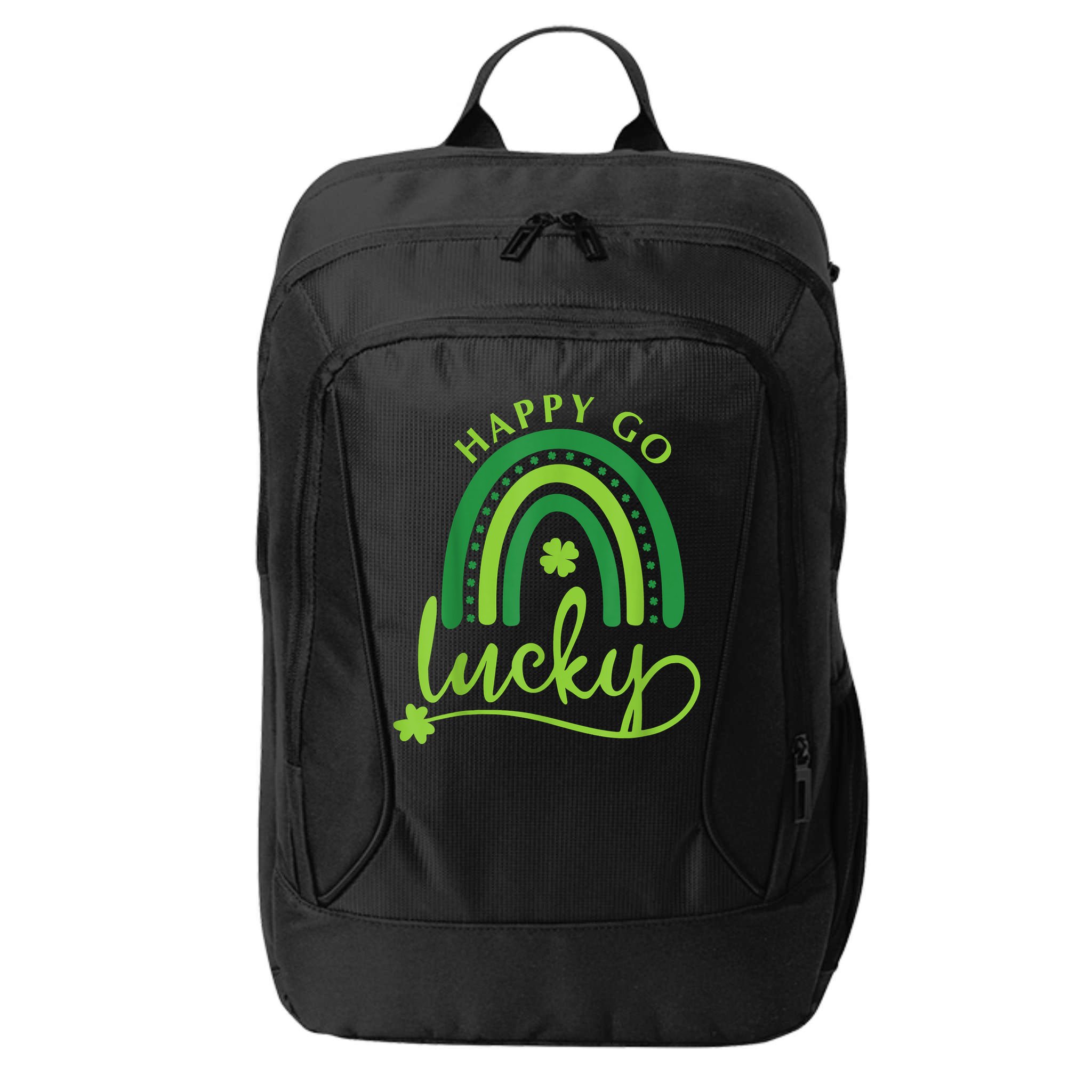 Happy Go Lucky Rainbow Shamrock St Patrick's Day City Backpack