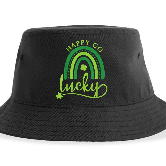 Happy Go Lucky Rainbow Shamrock St Patrick's Day Sustainable Bucket Hat