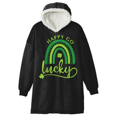 Happy Go Lucky Rainbow Shamrock St Patrick's Day Hooded Wearable Blanket