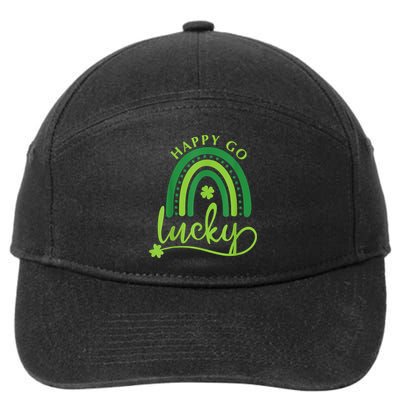Happy Go Lucky Rainbow Shamrock St Patrick's Day 7-Panel Snapback Hat