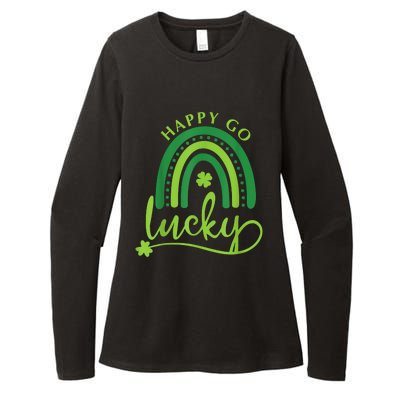 Happy Go Lucky Rainbow Shamrock St Patrick's Day Womens CVC Long Sleeve Shirt